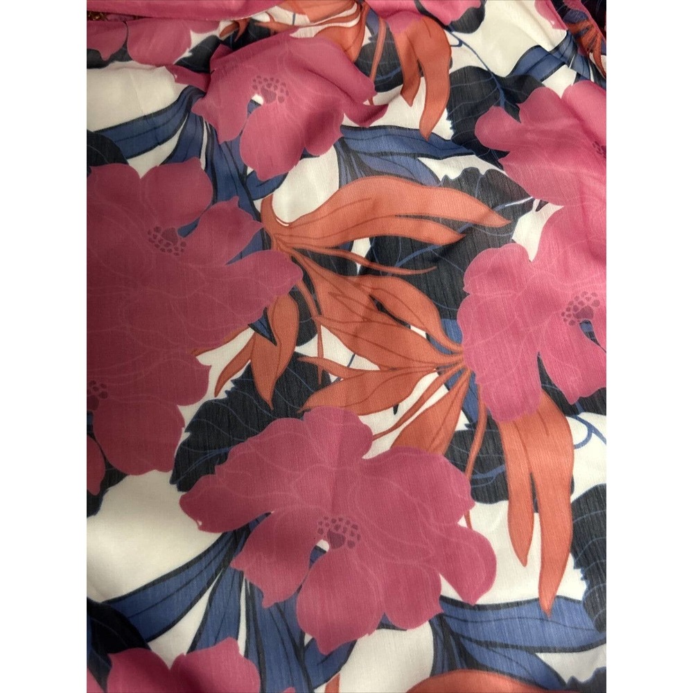 Monroe & Main Chiffon Overlay Pink Floral Blouson Career Dinner Party Guest Top - Picture 3 of 16